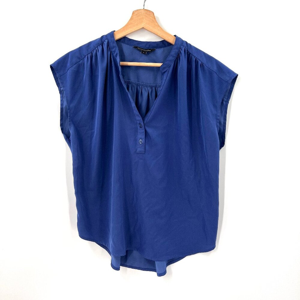 Banana Republic factory classic popover blouse royal blue oversized top career S